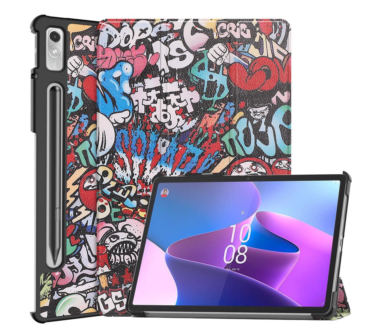 Tri-fold Caster Leather Lenovo Tab P11 Pro (2022) Case Hard Shell Slim