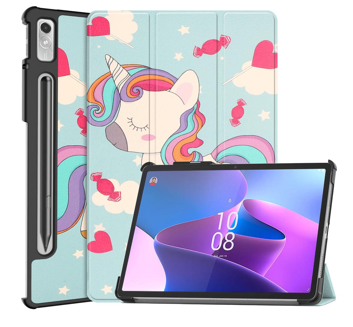 Tri-fold Caster Leather Lenovo Tab P11 Pro (2022) Case Hard Shell Slim