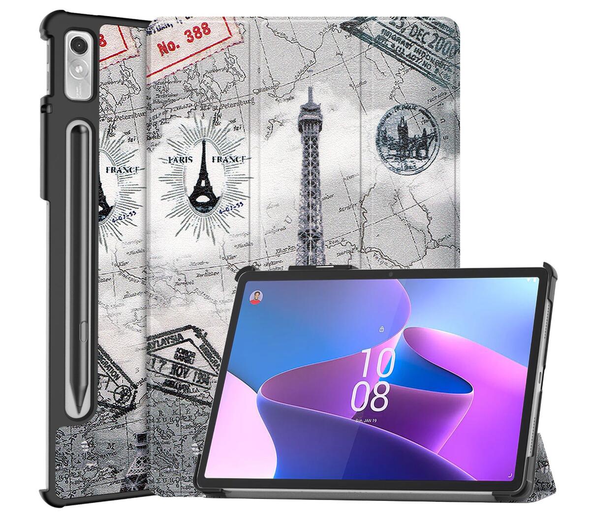 Tri-fold Caster Leather Lenovo Tab P11 Pro (2022) Case Hard Shell Slim