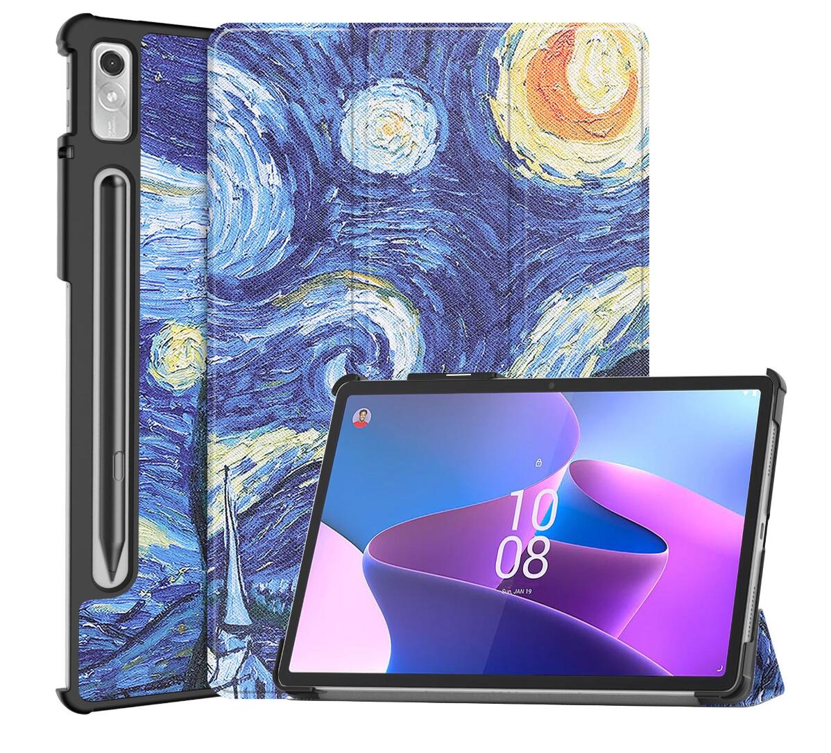 Tri-fold Caster Leather Lenovo Tab P11 Pro (2022) Case Hard Shell Slim