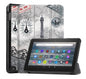 Tri-fold Caster Leather Kindle Fire 7 (2022) Case Hard Shell Slim