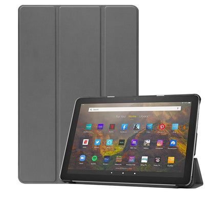 Tri-fold Caster Leather Kindle Fire HD 10 (2021) Case Hard Shell Slim