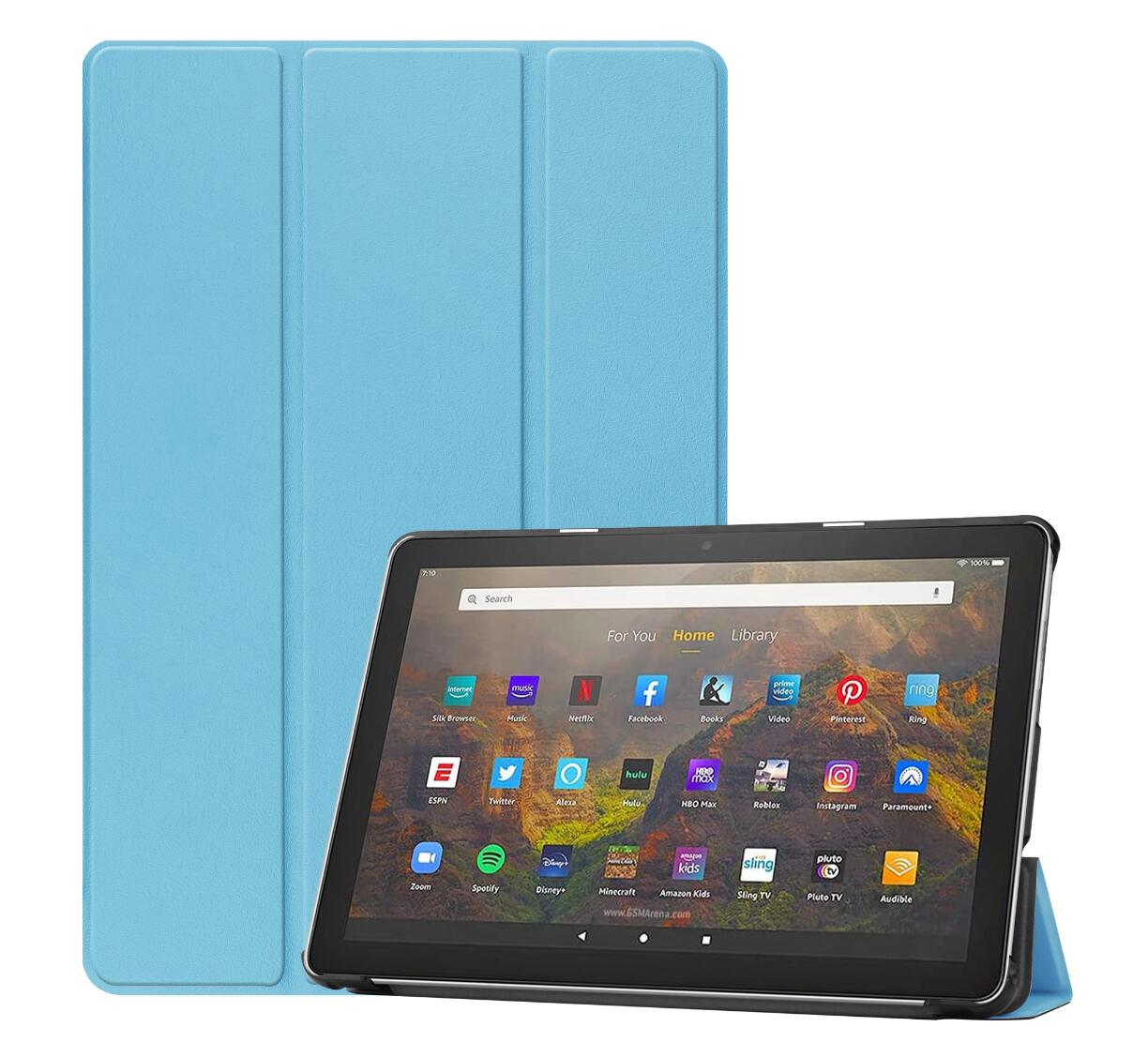 Tri-fold Caster Leather Kindle Fire HD 10 (2021) Case Hard Shell Slim