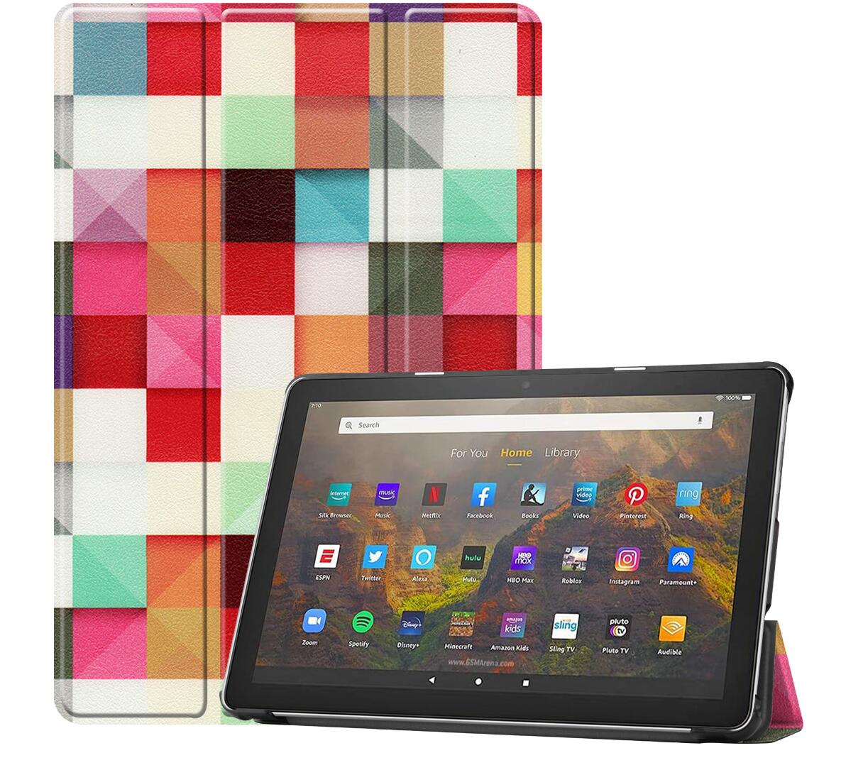 Tri-fold Caster Leather Kindle Fire HD 10 (2021) Case Hard Shell Slim