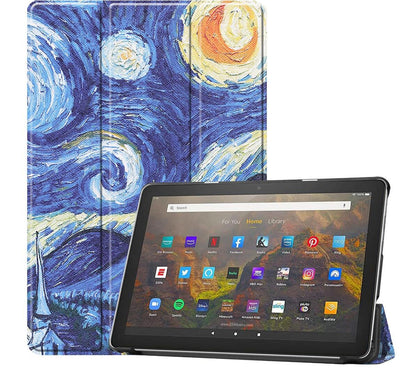 Tri-fold Caster Leather Kindle Fire HD 10 (2021) Case Hard Shell Slim