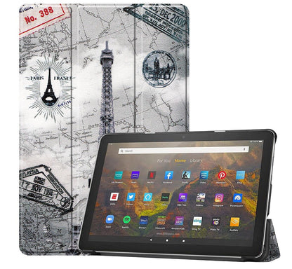 Tri-fold Caster Leather Kindle Fire HD 10 (2021) Case Hard Shell Slim