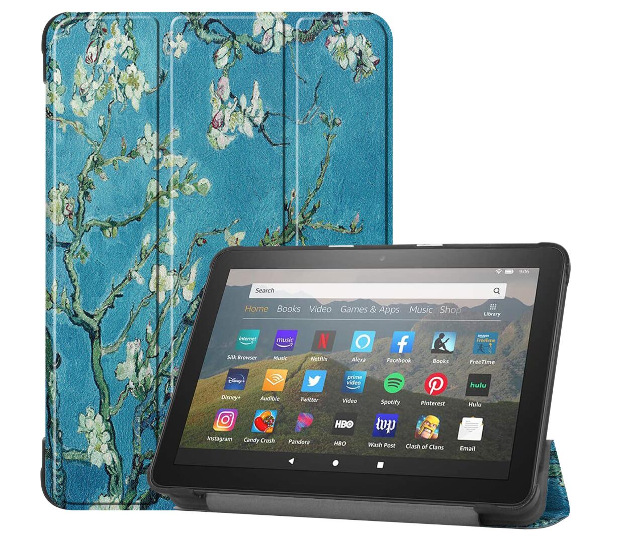 Tri-fold Caster Leather Kindle Fire HD 8 Plus (2020) Case Hard Shell