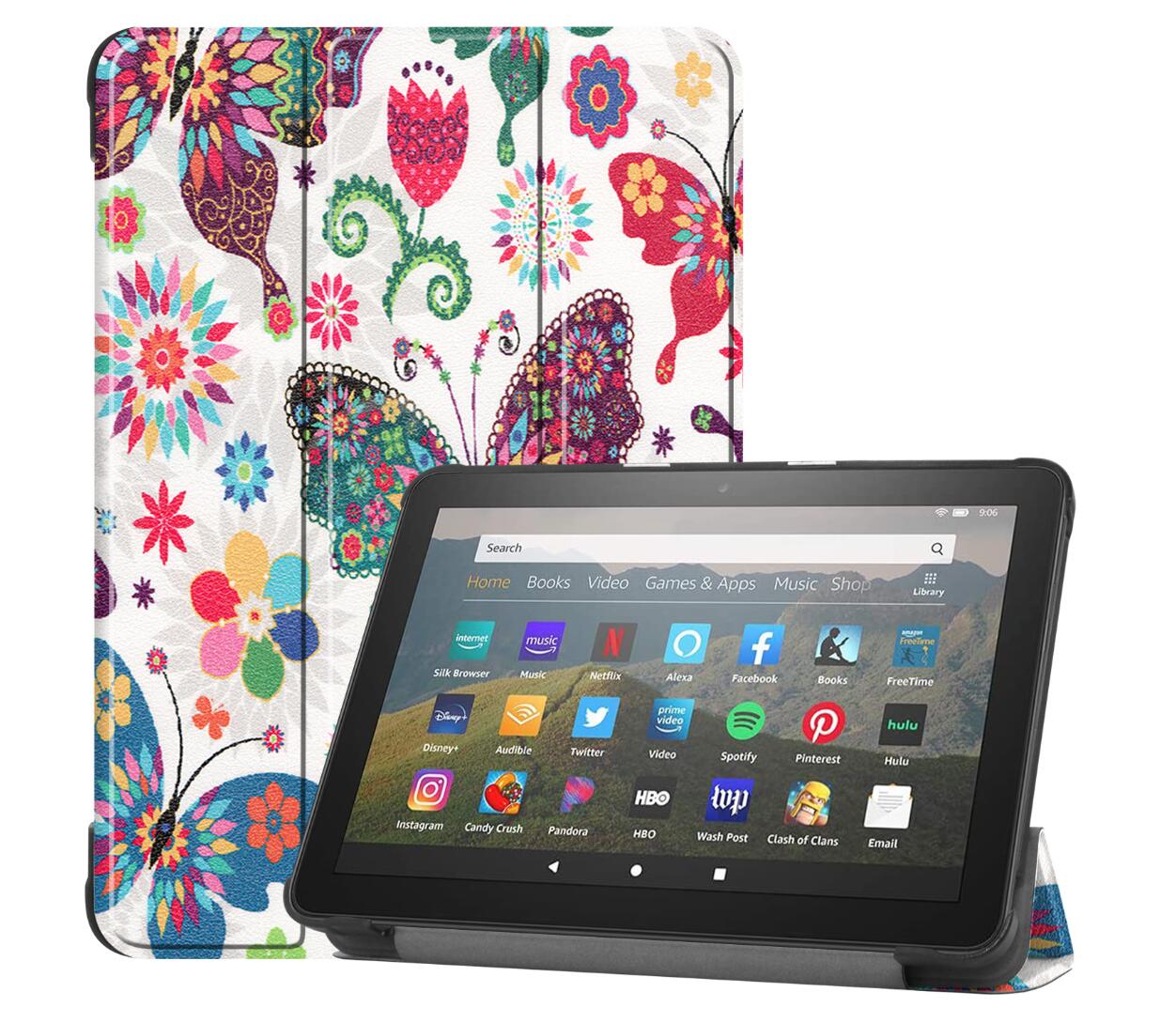 Tri-fold Caster Leather Kindle Fire HD 8 Plus (2020) Case Hard Shell