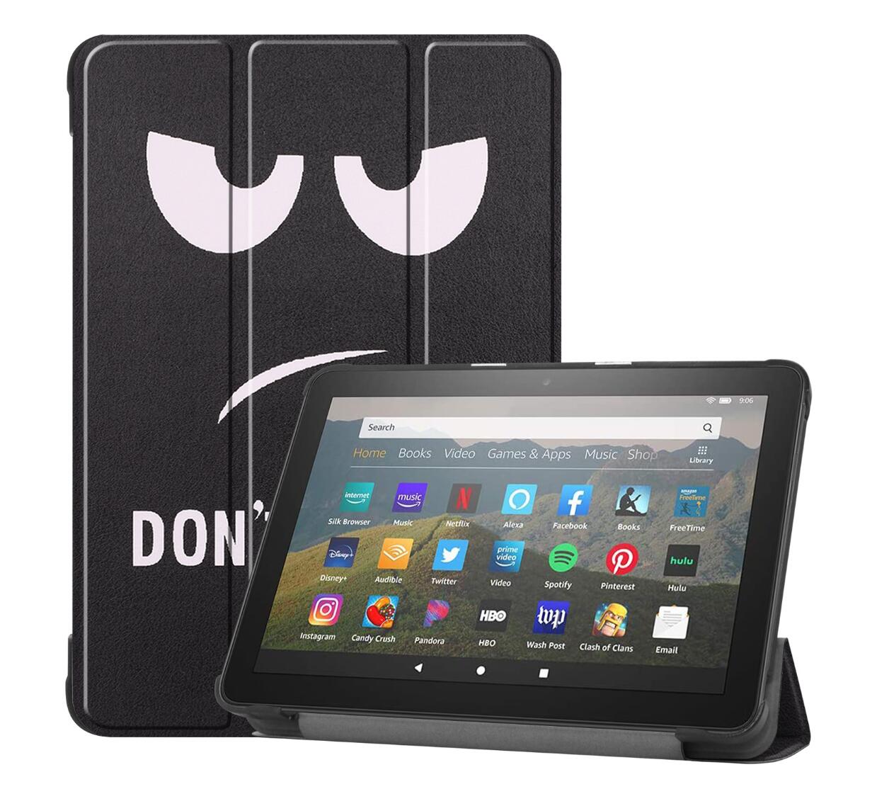 Tri-fold Caster Leather Kindle Fire HD 8 Plus (2020) Case Hard Shell