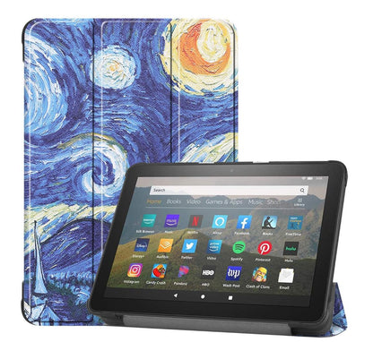 Tri-fold Caster Leather Kindle Fire HD 8 Plus (2020) Case Hard Shell