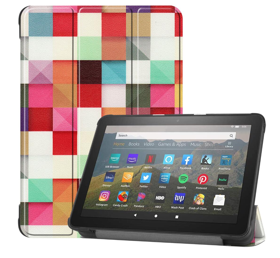 Tri-fold Caster Leather Kindle Fire HD 8 Plus (2020) Case Hard Shell