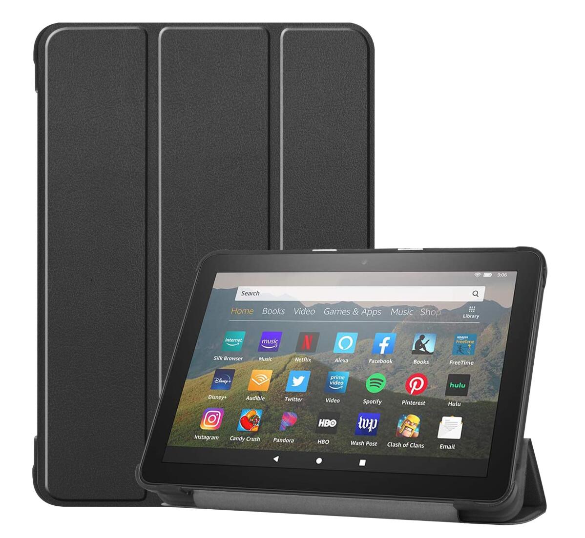 Tri-fold Caster Leather Kindle Fire HD 8 (2020) Case Hard Shell Slim