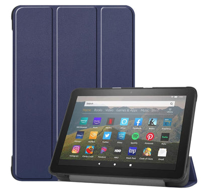 Tri-fold Caster Leather Kindle Fire HD 8 Plus (2020) Case Hard Shell