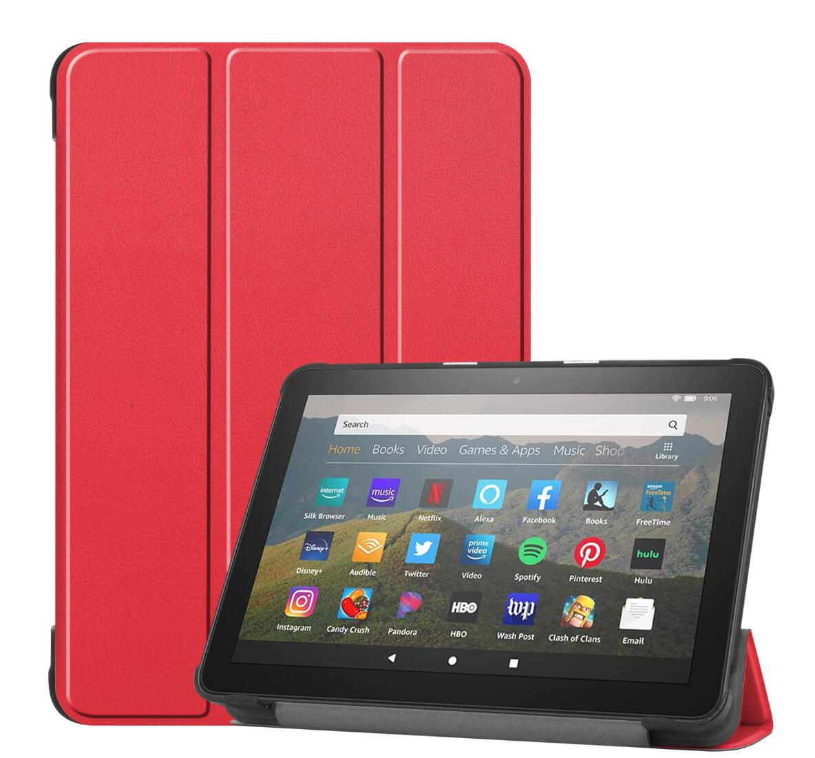 Tri-fold Caster Leather Kindle Fire HD 8 (2020) Case Hard Shell Slim