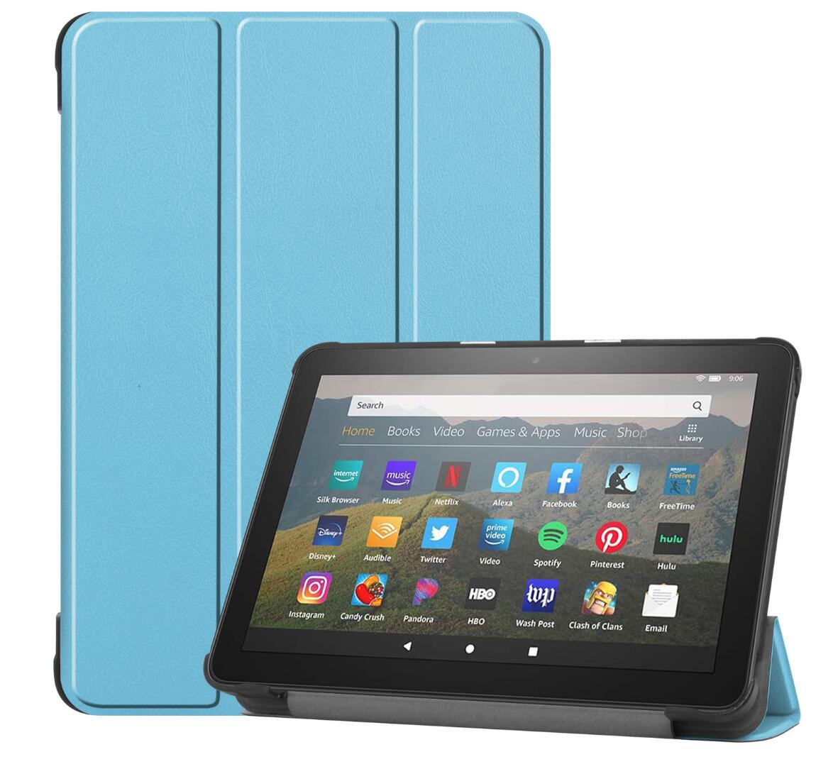 Tri-fold Caster Leather Kindle Fire HD 8 (2020) Case Hard Shell Slim