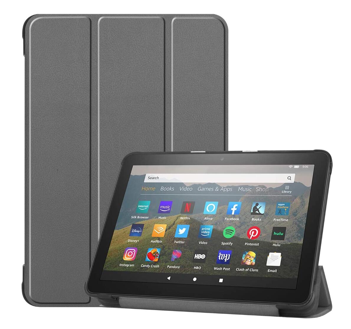 Tri-fold Caster Leather Kindle Fire HD 8 Plus (2020) Case Hard Shell