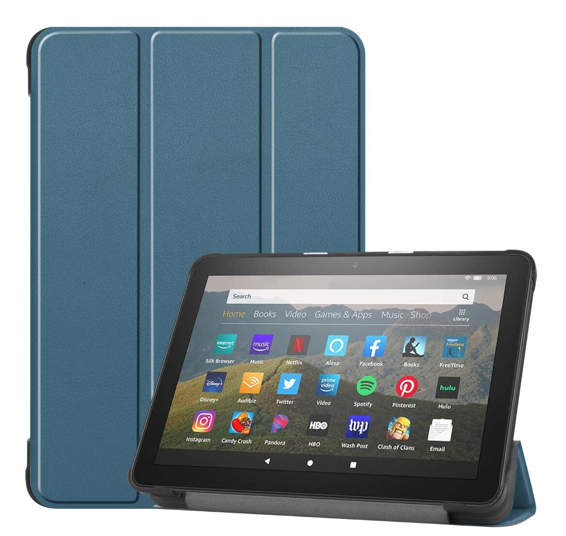 Tri-fold Caster Leather Kindle Fire HD 8 (2020) Case Hard Shell Slim