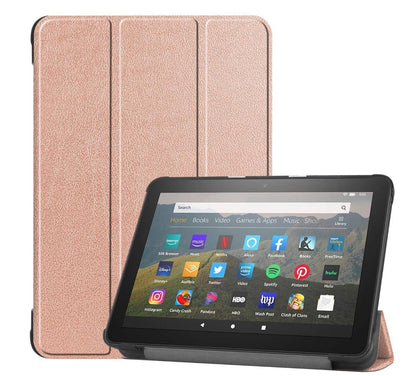 Tri-fold Caster Leather Kindle Fire HD 8 Plus (2020) Case Hard Shell