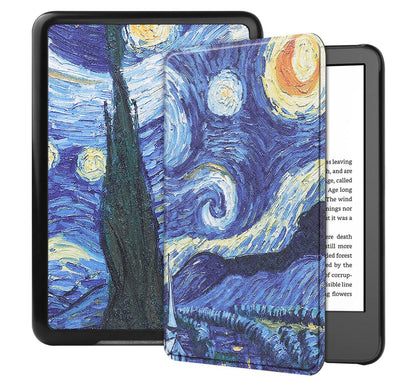 Tri-fold Caster Leather Kindle (2022) Case Hard Shell Slim