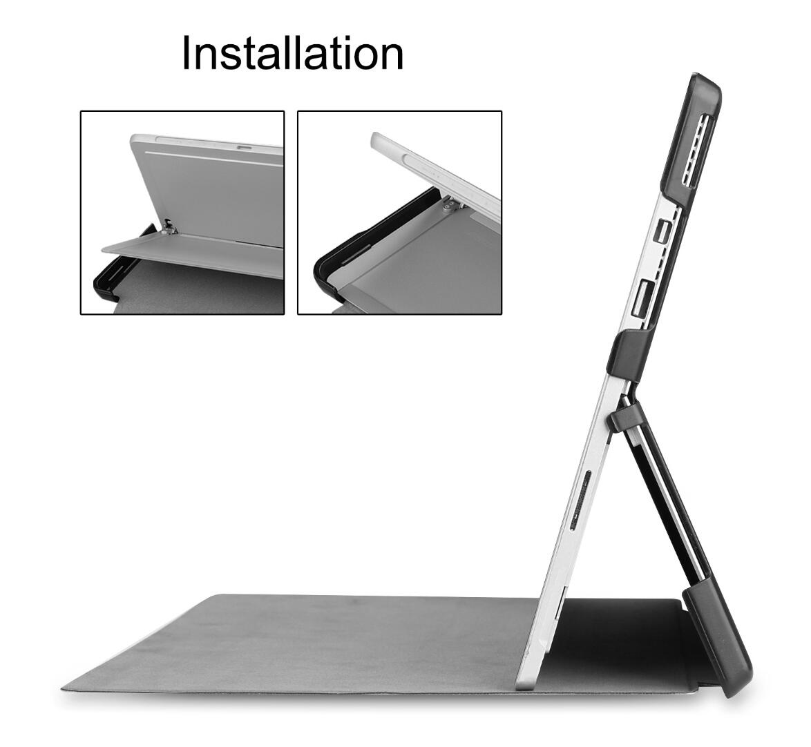 Fold Stand Caster Leather Keyboard Microsoft Surface Pro 7+ Case Detachable