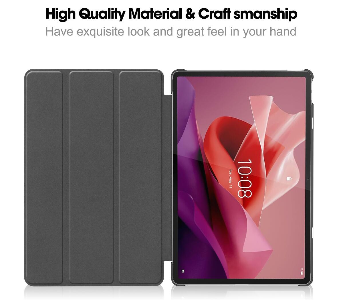 Tri-fold Caster Leather Lenovo Tab P12 Pro (2021) Case Hard Shell Slim