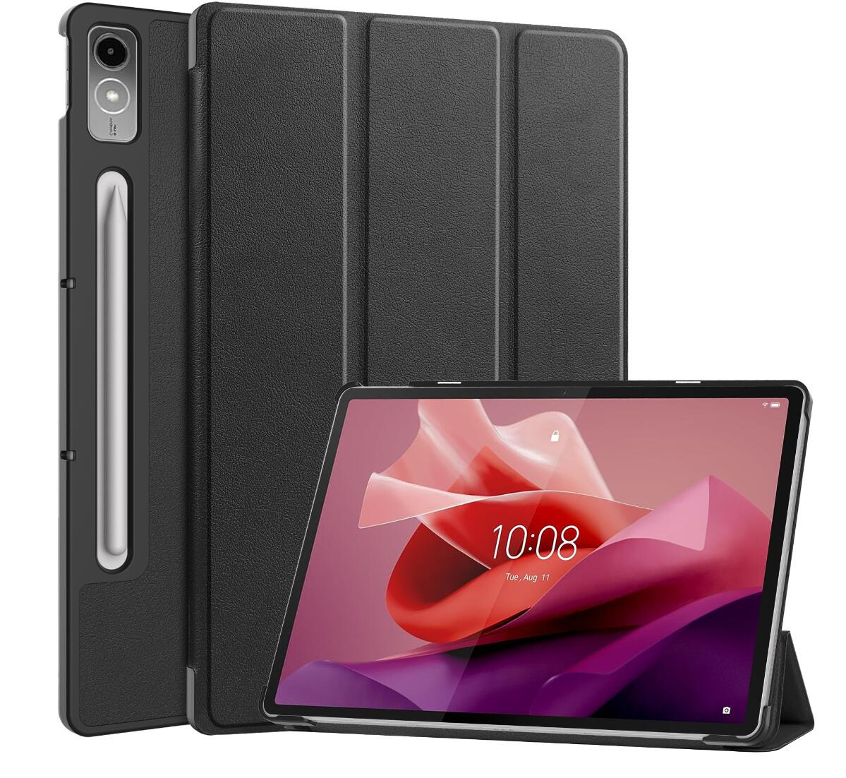 Tri-fold Caster Leather Lenovo Tab P12 Pro (2021) Case Hard Shell Slim