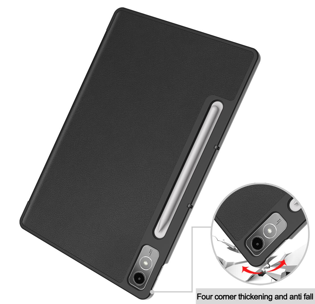 Tri-fold Caster Leather Lenovo Tab P12 Pro (2021) Case Hard Shell Slim