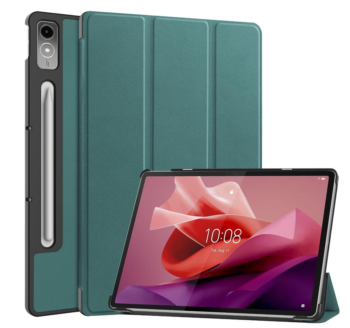 Tri-fold Caster Leather Lenovo Tab P12 Pro (2021) Case Hard Shell Slim