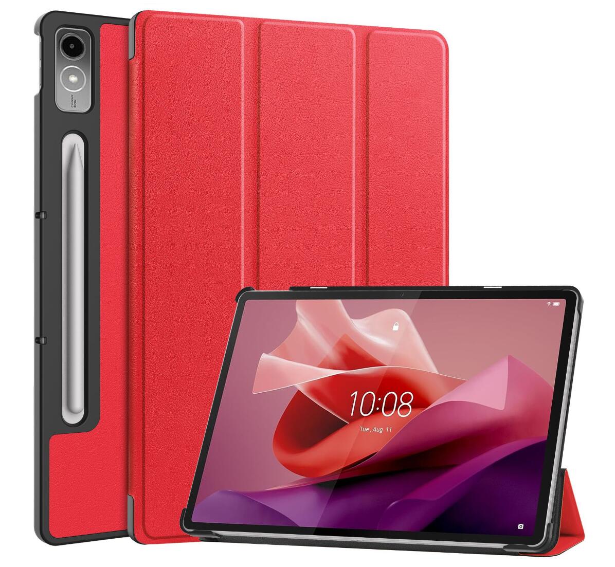 Tri-fold Caster Leather Lenovo Tab P12 Pro (2021) Case Hard Shell Slim