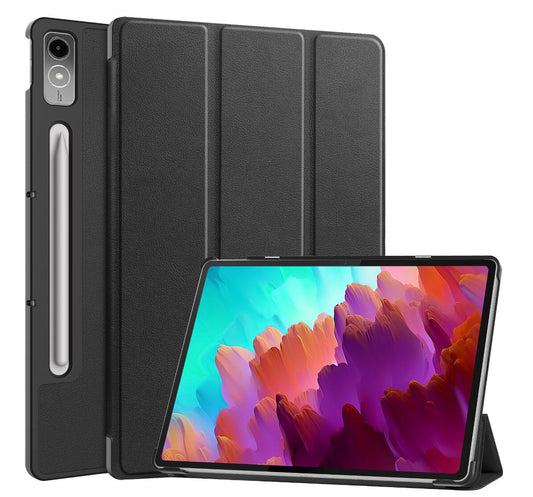 Tri-fold Caster Leather Lenovo Tab P12 (2023) Case Hard Shell Slim