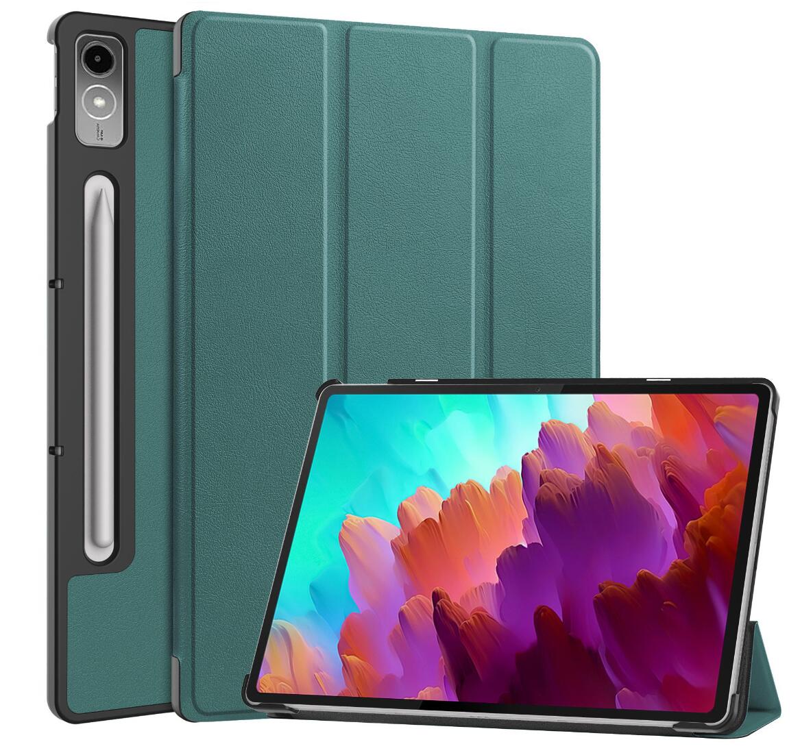 Tri-fold Caster Leather Lenovo Tab P12 (2023) Case Hard Shell Slim