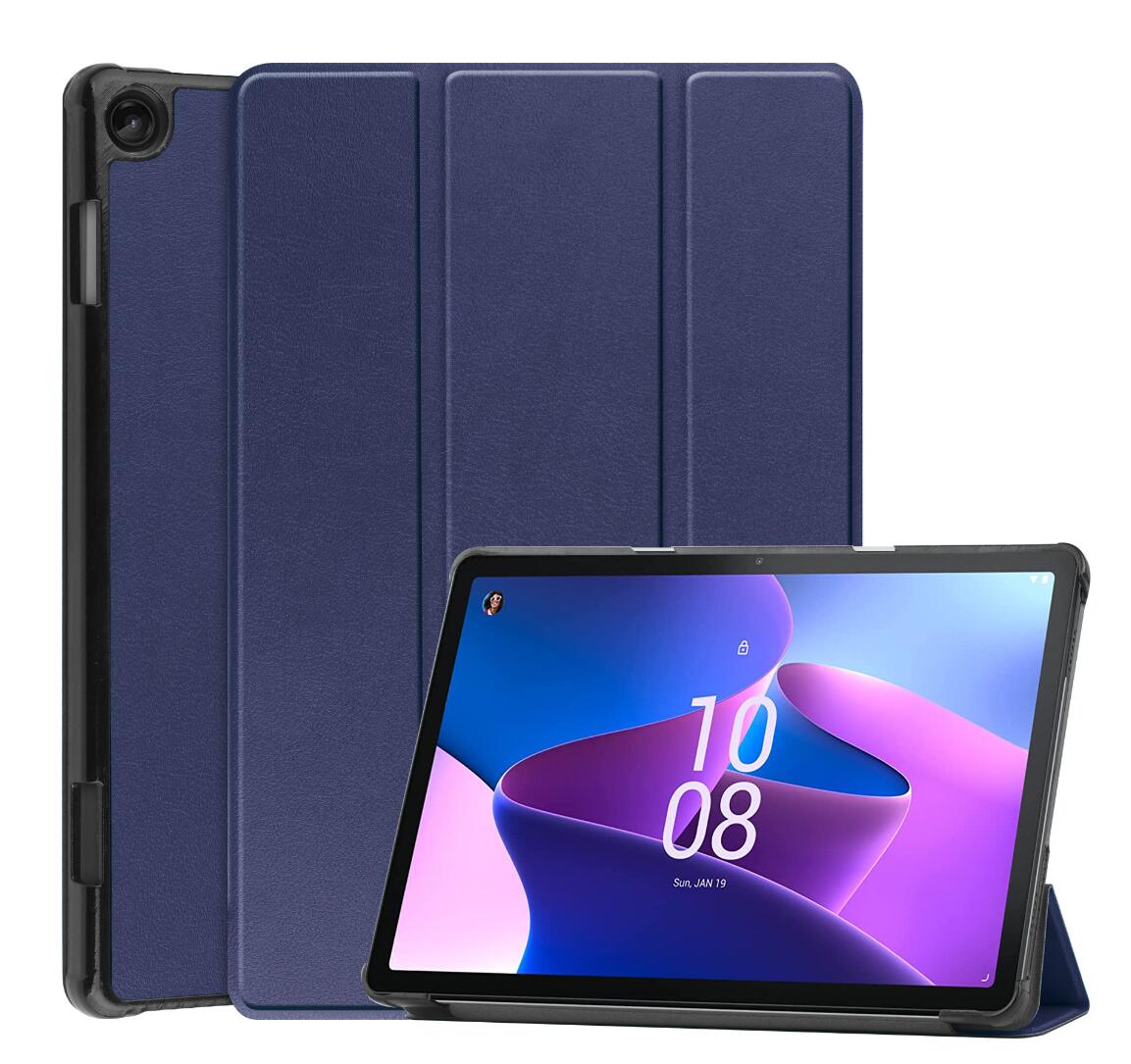 Tri-fold Caster Leather Lenovo Tab M10 (2022) Case Hard Shell Slim