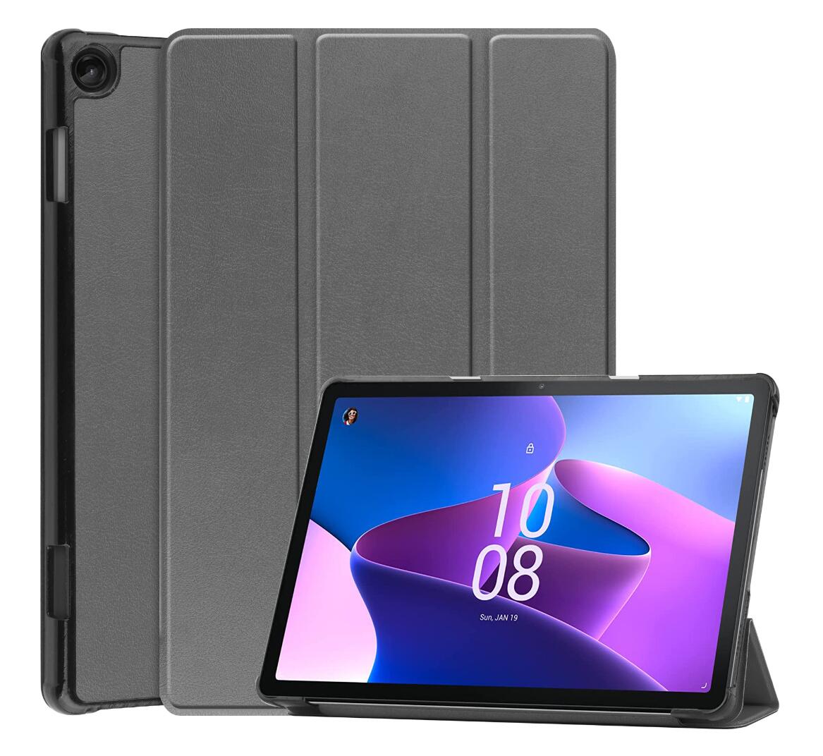 Tri-fold Caster Leather Lenovo Tab M10 (2022) Case Hard Shell Slim