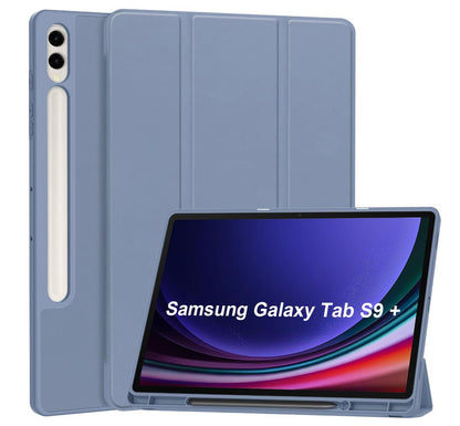 Soft TPU Combo Leather Samsung Galaxy Tab S9+ Case Tri-fold Stand