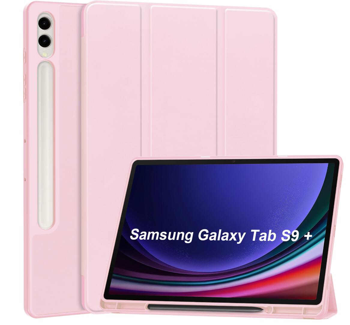 Soft TPU Combo Leather Samsung Galaxy Tab S9+ Case Tri-fold Stand