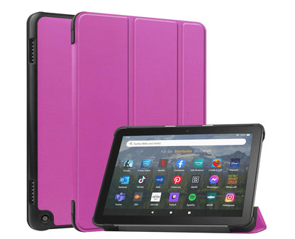 Tri-fold Caster Leather Kindle Fire HD 8 (2022) Case Hard Shell Slim