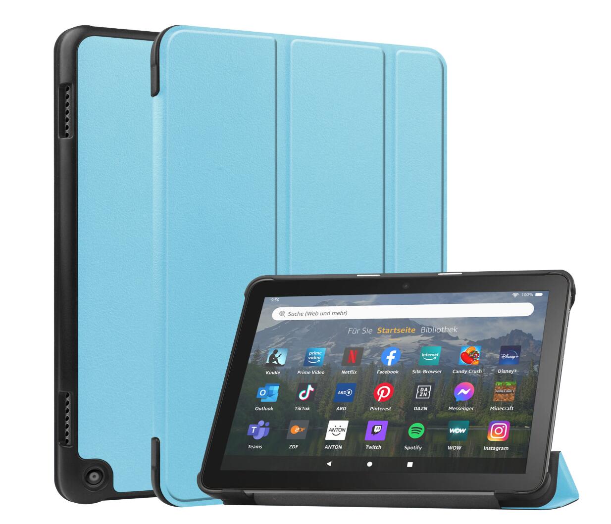 Tri-fold Caster Leather Kindle Fire HD 8 (2022) Case Hard Shell Slim