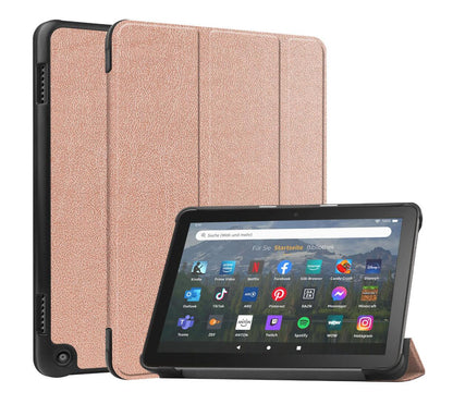 Tri-fold Caster Leather Kindle Fire HD 8 (2022) Case Hard Shell Slim