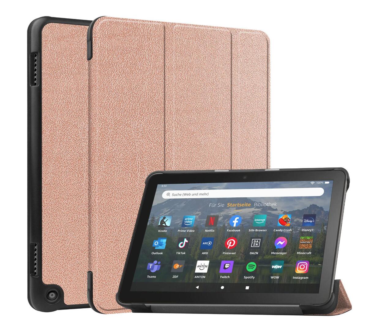 Tri-fold Caster Leather Kindle Fire HD 8 Plus (2022) Case Hard Shell