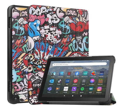 Tri-fold Caster Leather Kindle Fire HD 8 (2022) Case Hard Shell Slim