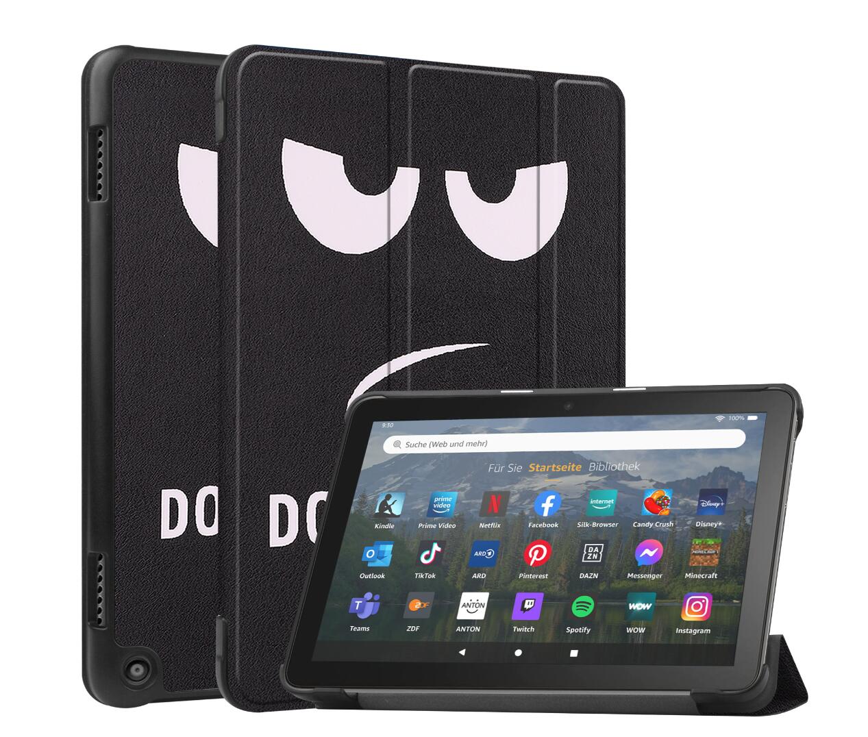 Tri-fold Caster Leather Kindle Fire HD 8 Plus (2022) Case Hard Shell