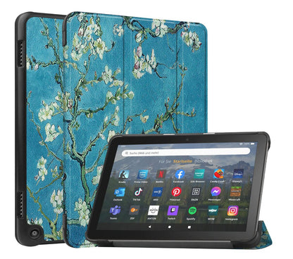 Tri-fold Caster Leather Kindle Fire HD 8 Plus (2022) Case Hard Shell