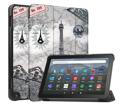 Tri-fold Caster Leather Kindle Fire HD 8 Plus (2022) Case Hard Shell