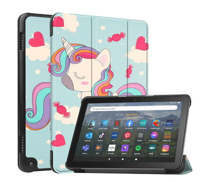 Tri-fold Caster Leather Kindle Fire HD 8 Plus (2022) Case Hard Shell