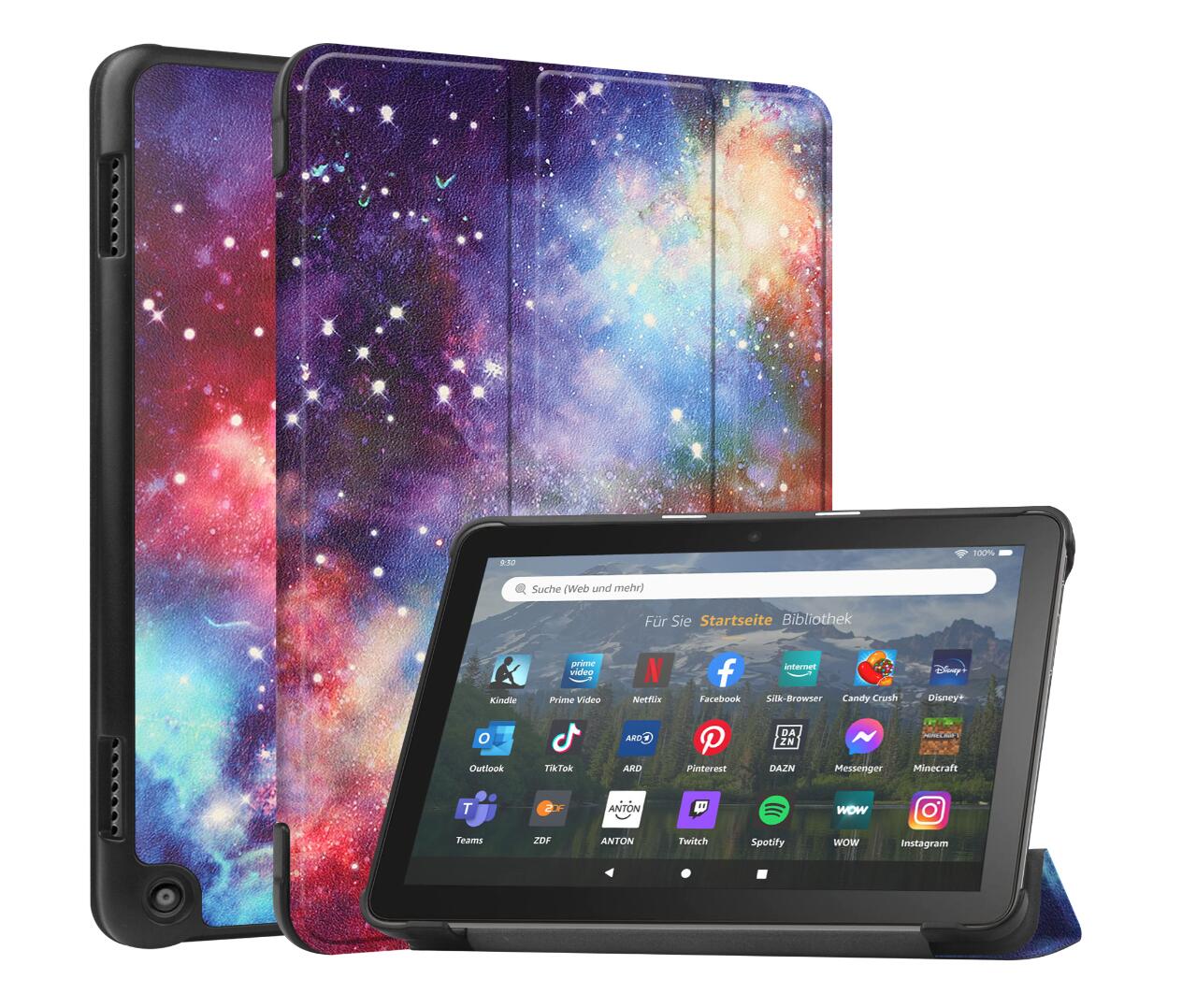 Tri-fold Caster Leather Kindle Fire HD 8 (2022) Case Hard Shell Slim