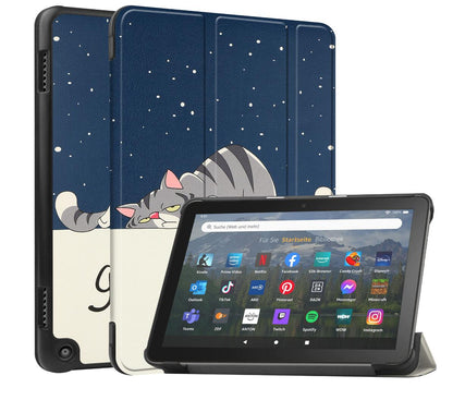 Tri-fold Caster Leather Kindle Fire HD 8 (2022) Case Hard Shell Slim