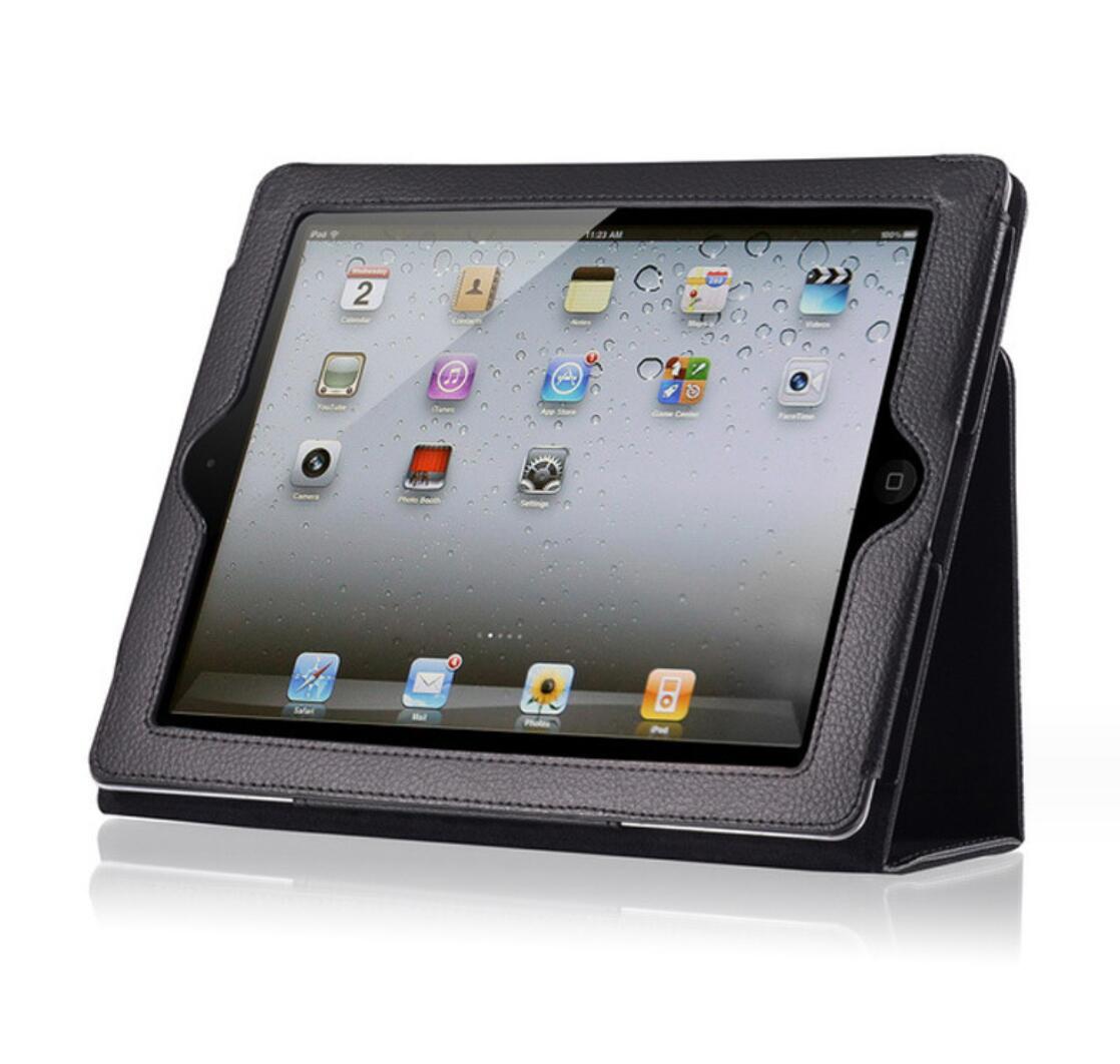 Classical Litchi Leather Apple iPad 2 Case Folio