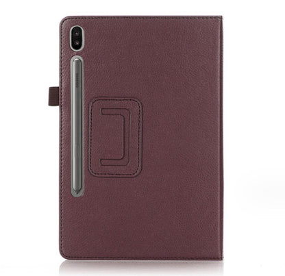 Classical Litchi Leather Samsung Galaxy Tab S9+ Case Folio