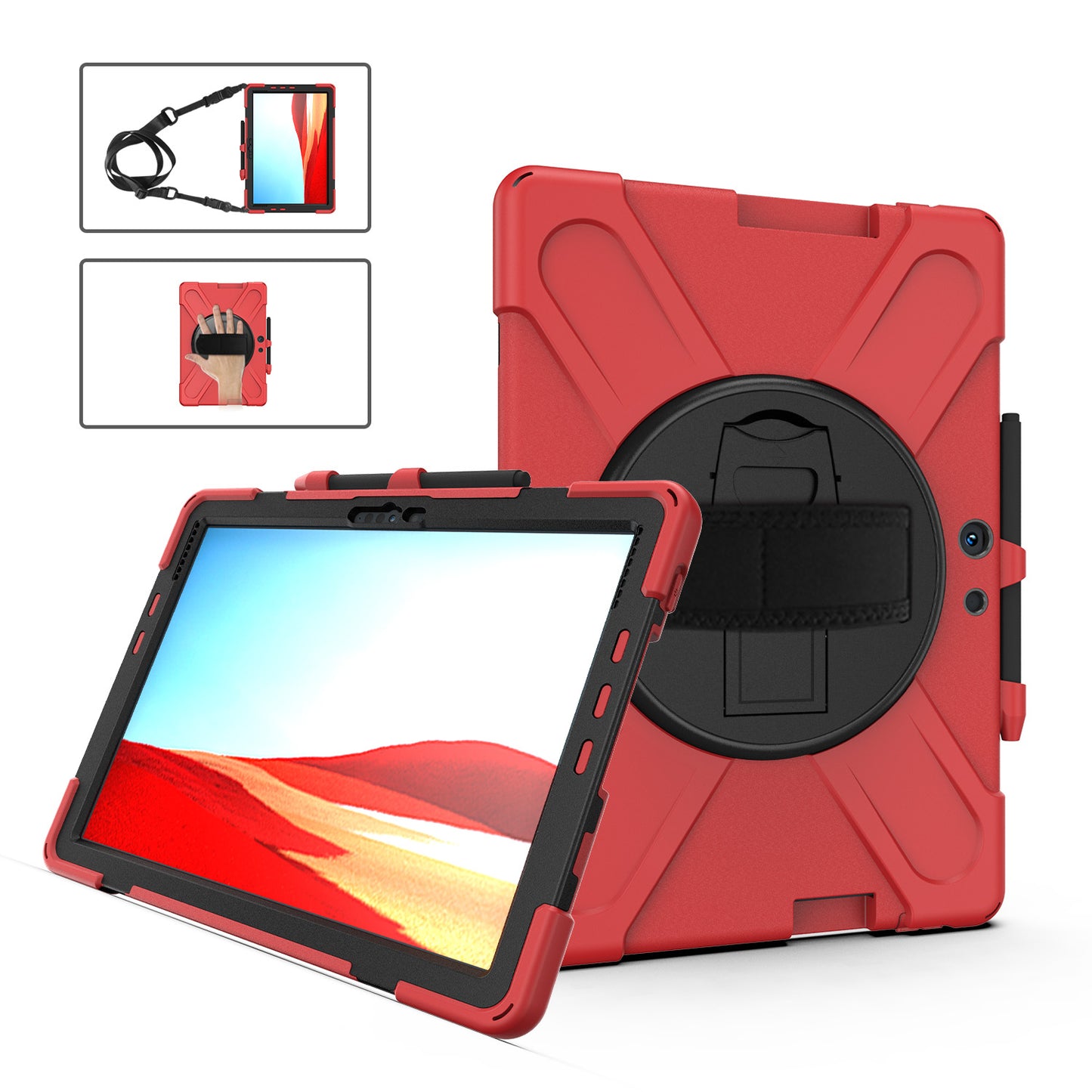 Pirate King Surface Pro X (2021) Case 360 Rotating Stand Hand Shoulder