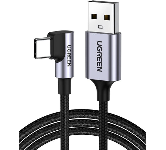 Right Angle Nylon Braid Fast Charging Cable USB-A to Type-C